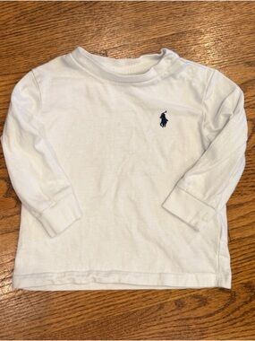 Ralph Lauren White Long Sleeve Tee with Navy Pony
